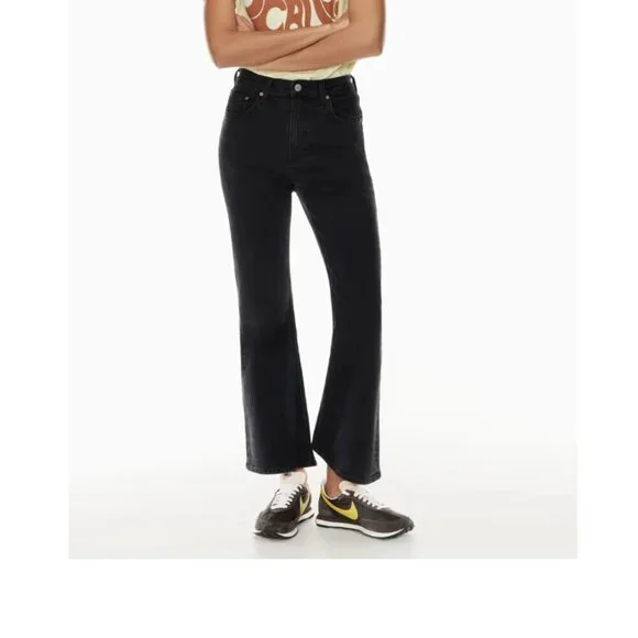 Denim Forum The Twiggy High Rise Flare 28L High-Waisted Flared Jeans- Black - Picture 1 of 12